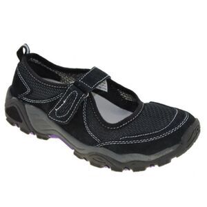 Propet Blazer Black Suede and Webbing Active Mary Jane Sport Shoes Size 9